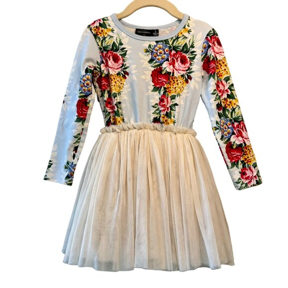 Rock Your Baby Other - ROCK YOUR BABY Floral Dress Girls 5 5T Tulle Tutu Blue Flowers Rock Your Kid